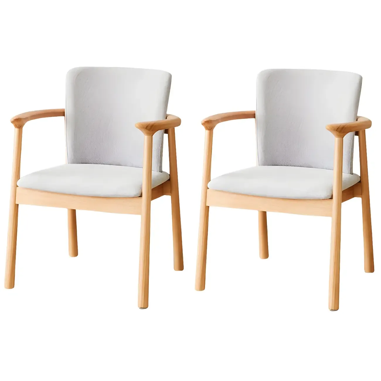 Modern Upholstered Rubberwood Arm Dining Chair Set of 2 Image - 62