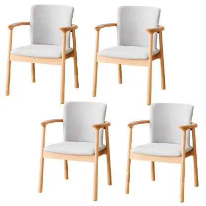 Modern Upholstered Rubberwood Arm Dining Chair Set of 2 Image - 63