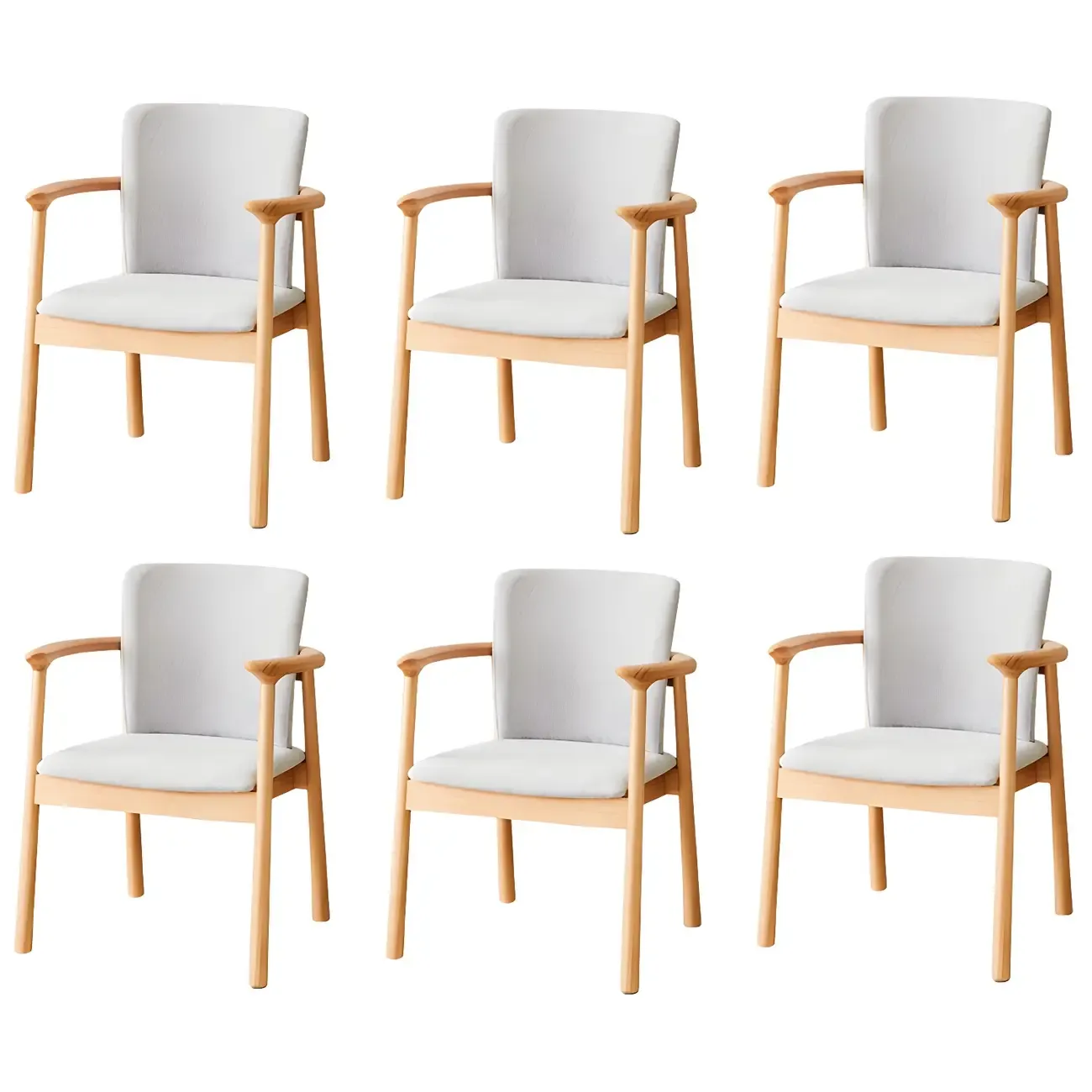 Modern Upholstered Rubberwood Arm Dining Chair Set of 2 Image - 64
