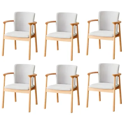 Modern Upholstered Rubberwood Arm Dining Chair Set of 2 Image - 64