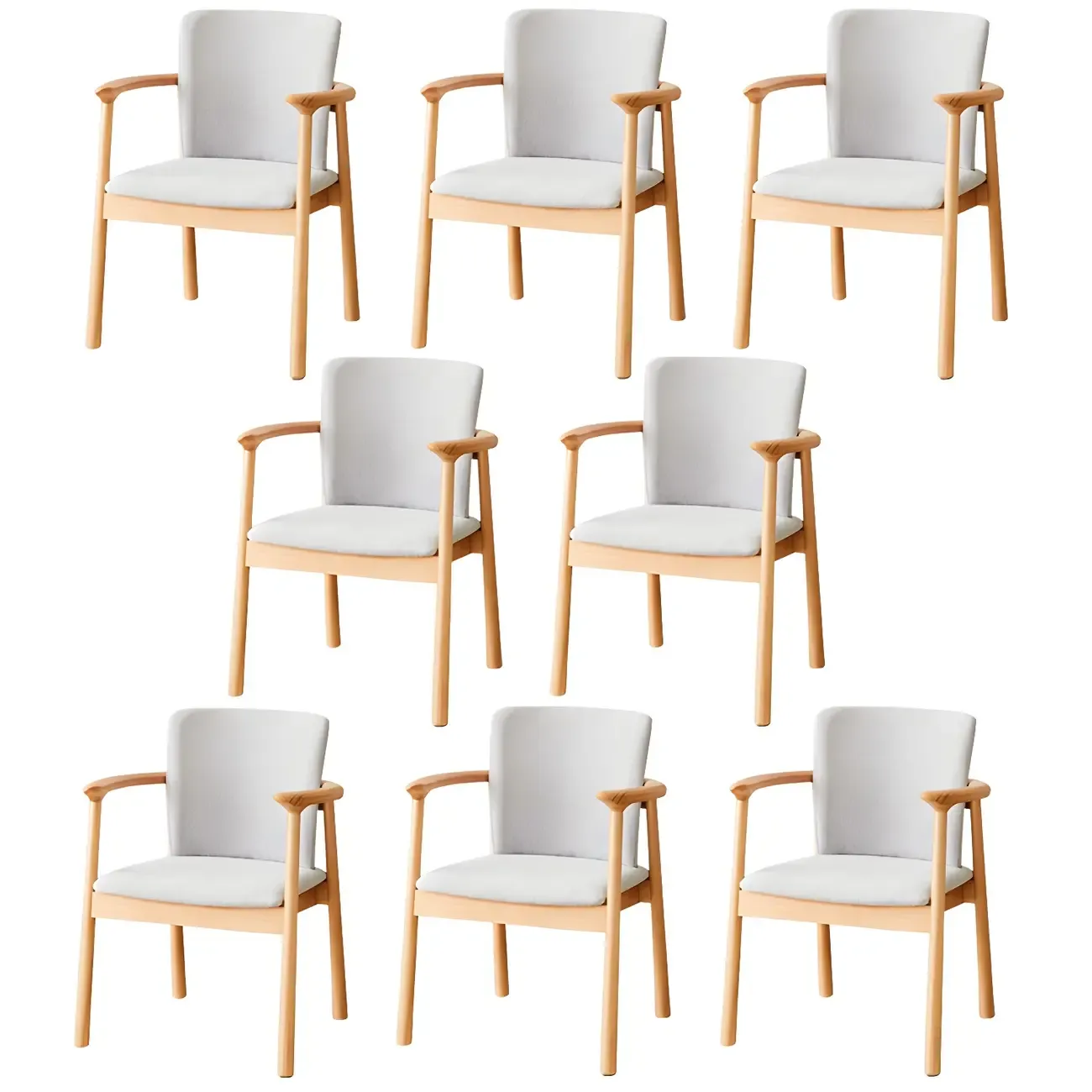 Modern Upholstered Rubberwood Arm Dining Chair Set of 2 Image - 65