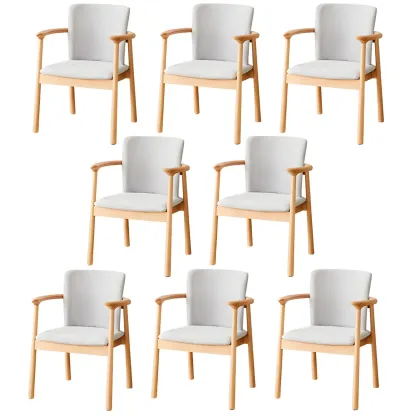 Modern Upholstered Rubberwood Arm Dining Chair Set of 2 Image - 65