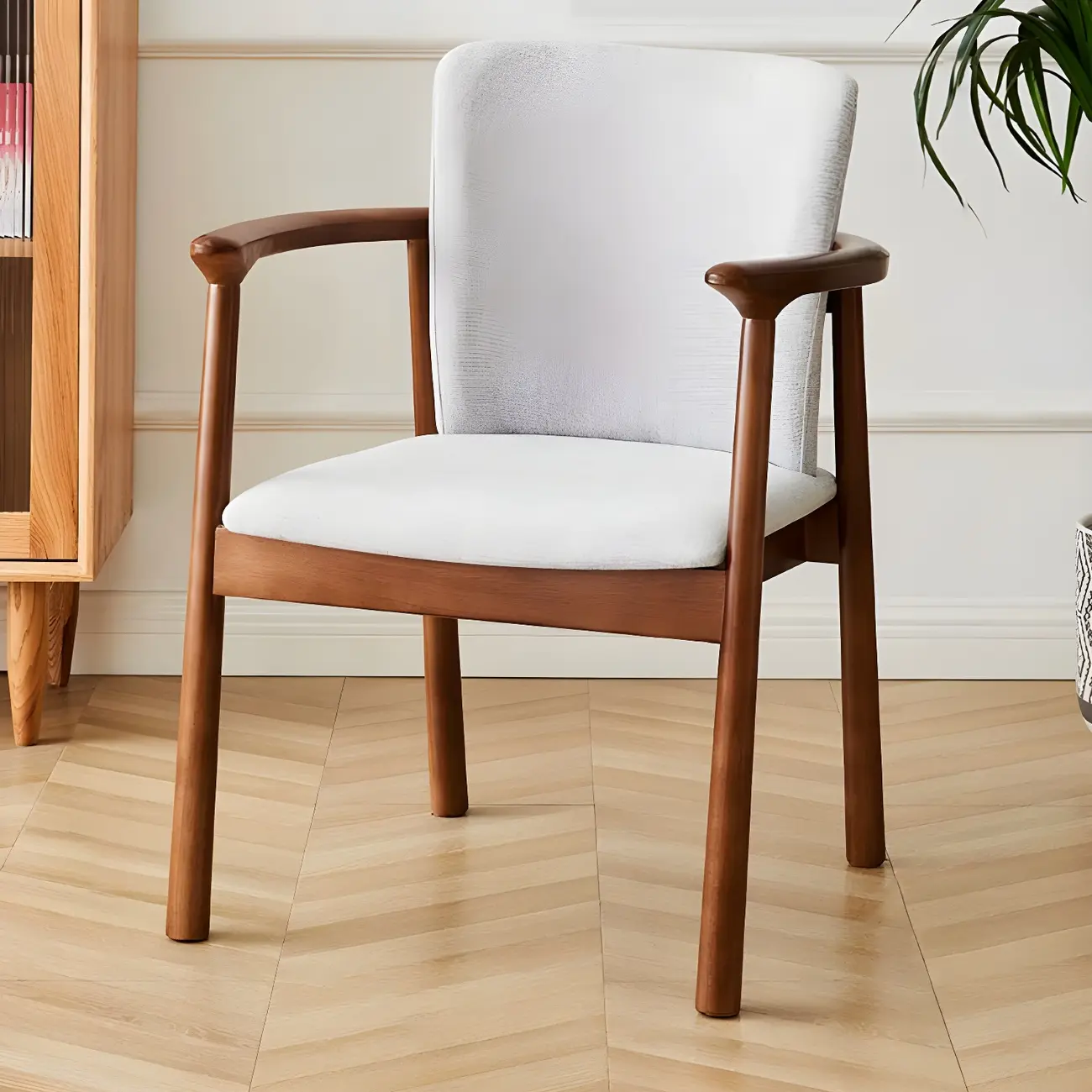 Modern Upholstered Rubberwood Arm Dining Chair Set of 2 Image - 66 | homeyfad