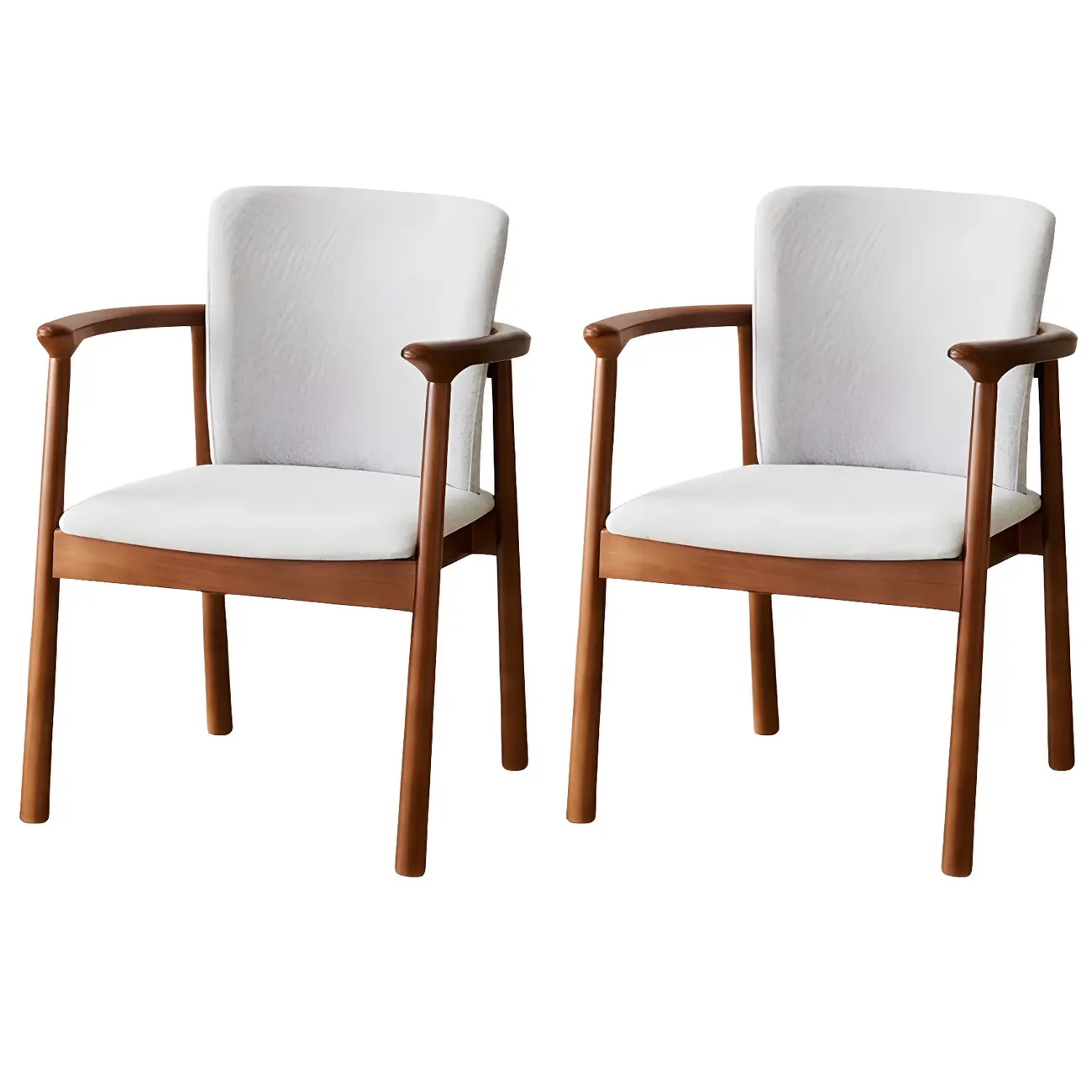 Modern Upholstered Rubberwood Arm Dining Chair Set of 2 Image - 67 | homeyfad