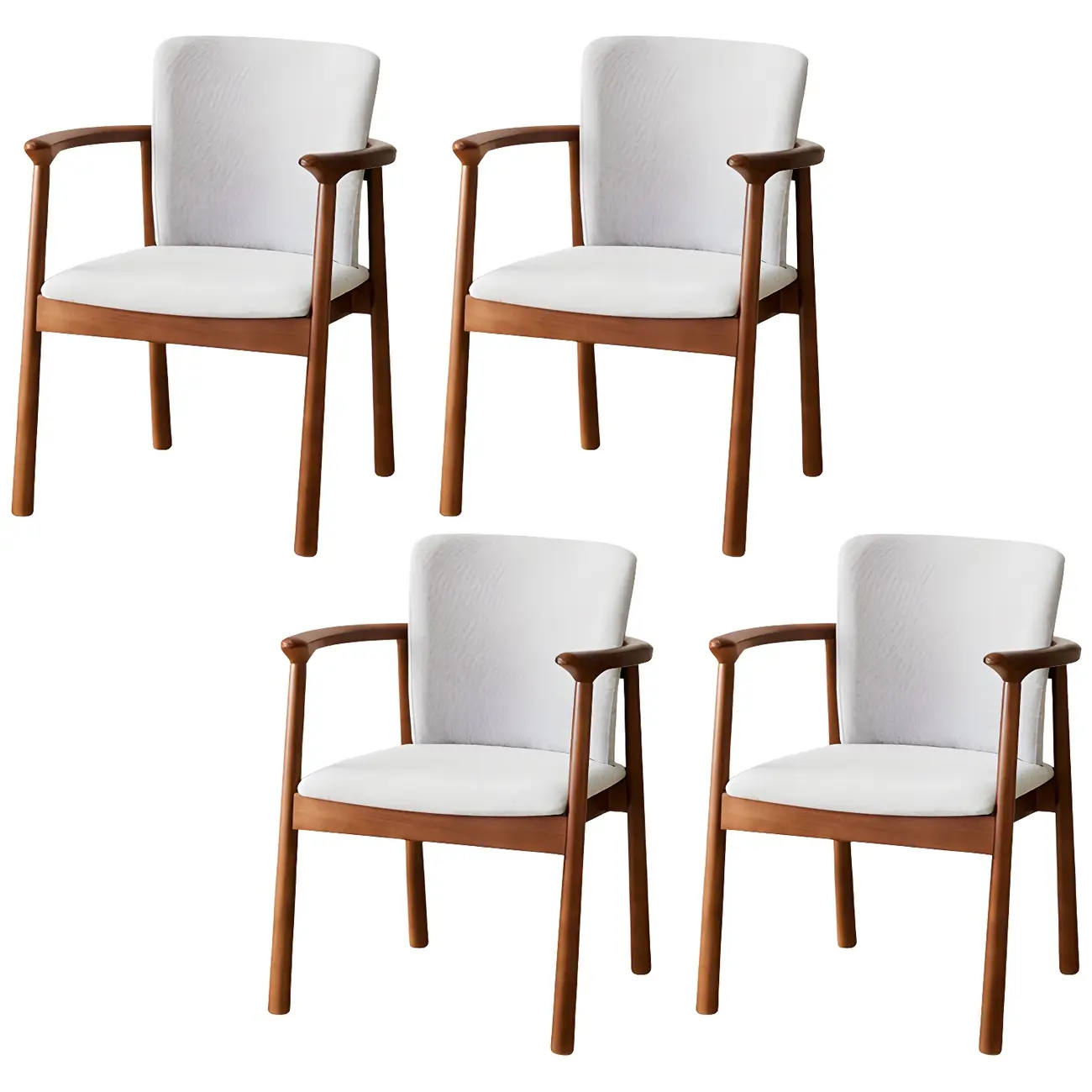 Modern Upholstered Rubberwood Arm Dining Chair Set of 2 Image - 68 | homeyfad