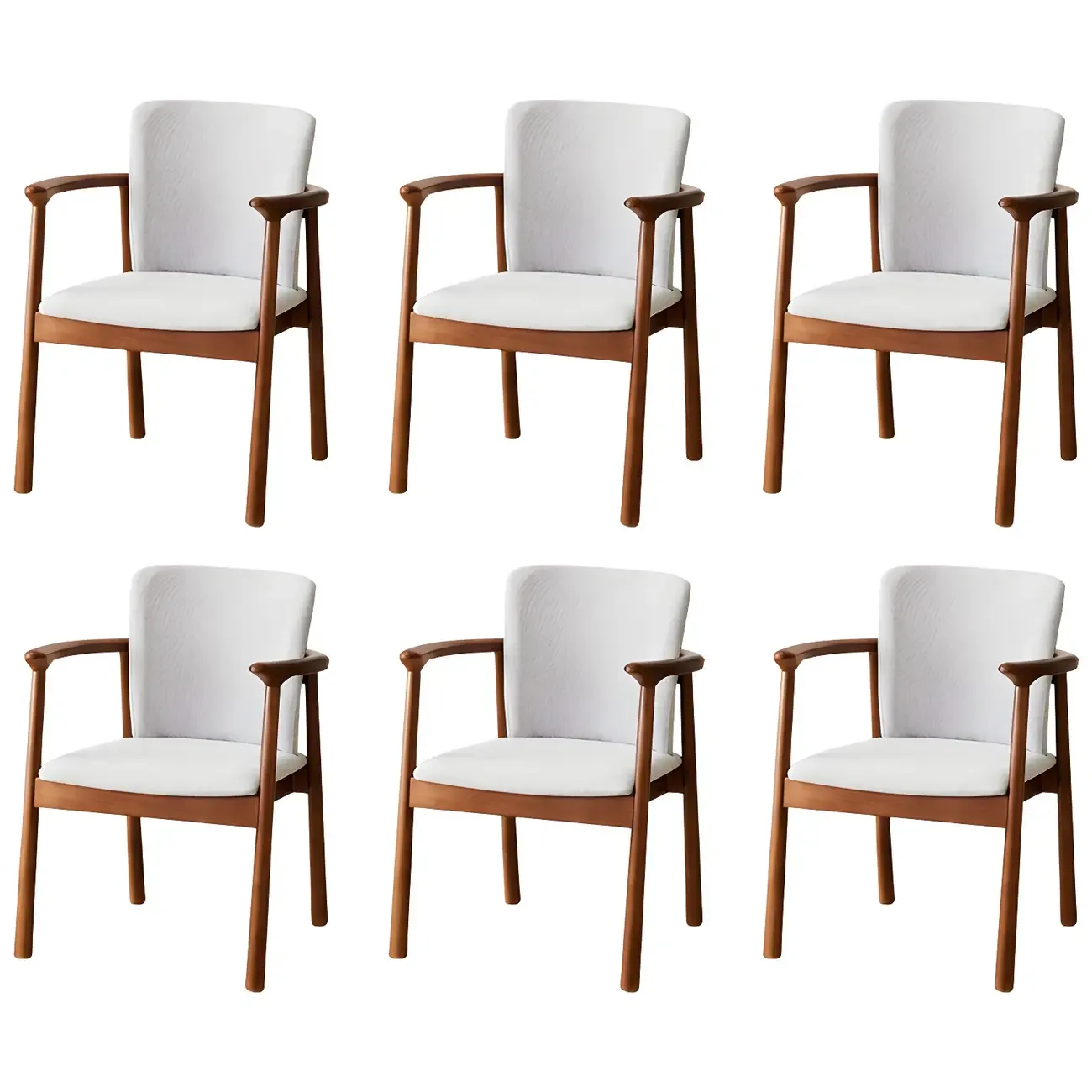Modern Upholstered Rubberwood Arm Dining Chair Set of 2 Image - 69