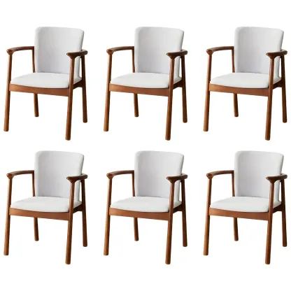 Modern Upholstered Rubberwood Arm Dining Chair Set of 2 Image - 69