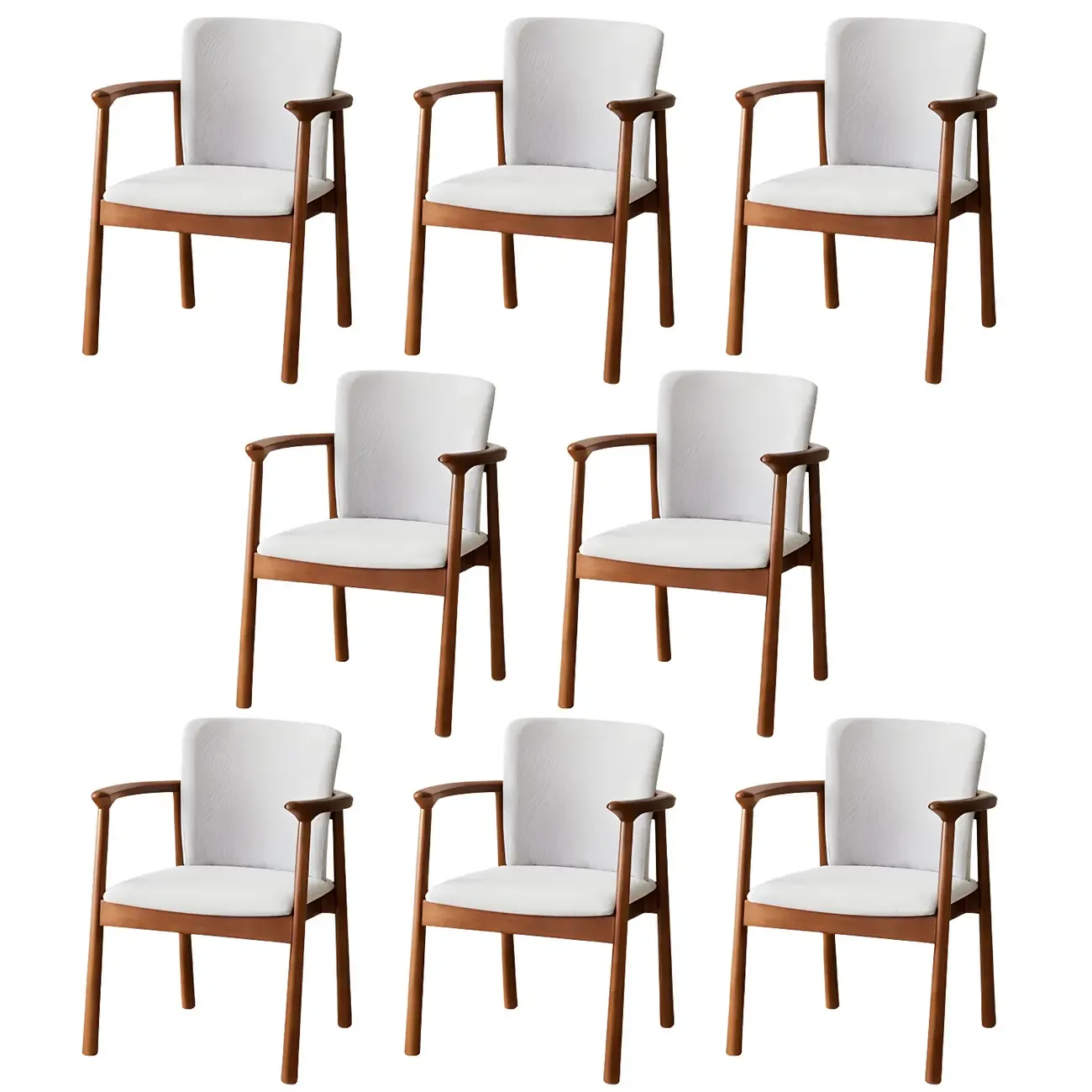 Modern Upholstered Rubberwood Arm Dining Chair Set of 2 Image - 70