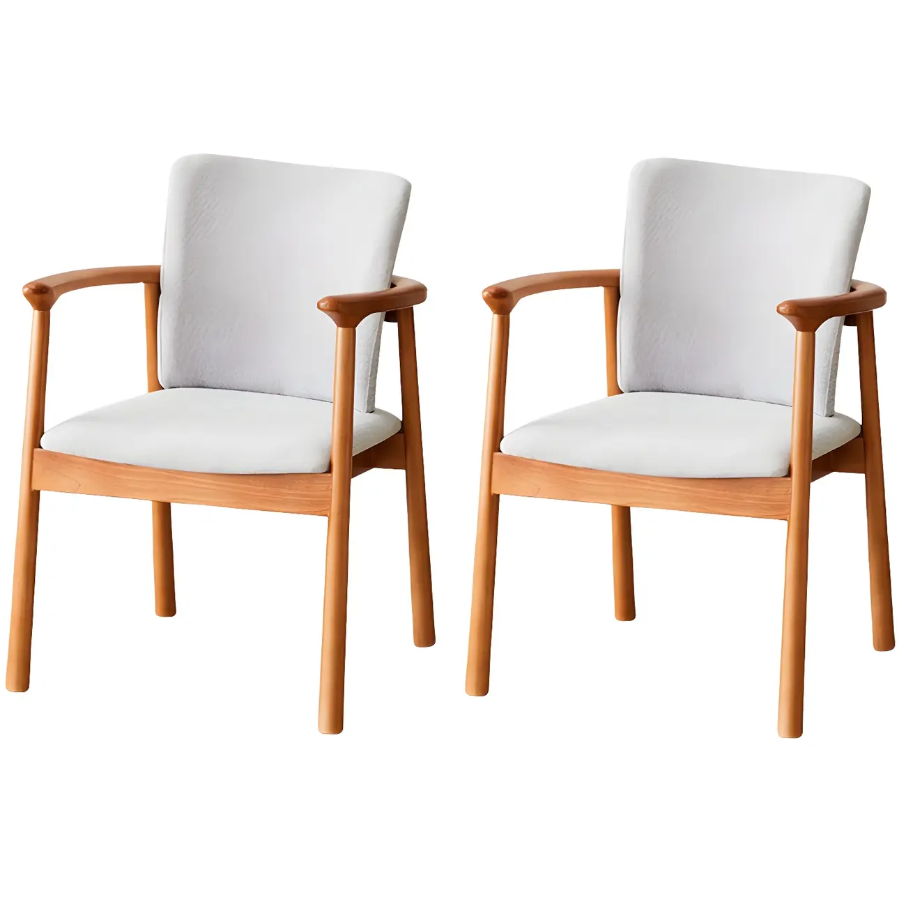Modern Upholstered Rubberwood Arm Dining Chair Set of 2 Image - 72 | homeyfad