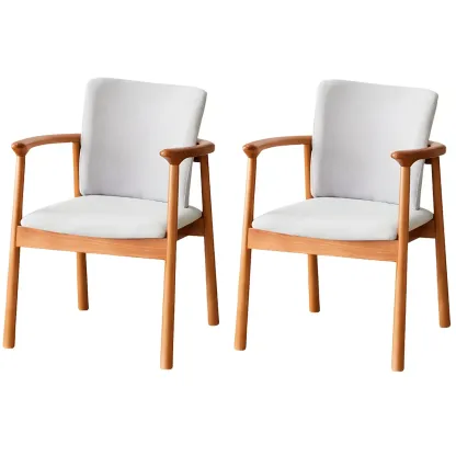 Modern Upholstered Rubberwood Arm Dining Chair Set of 2 Image - 72