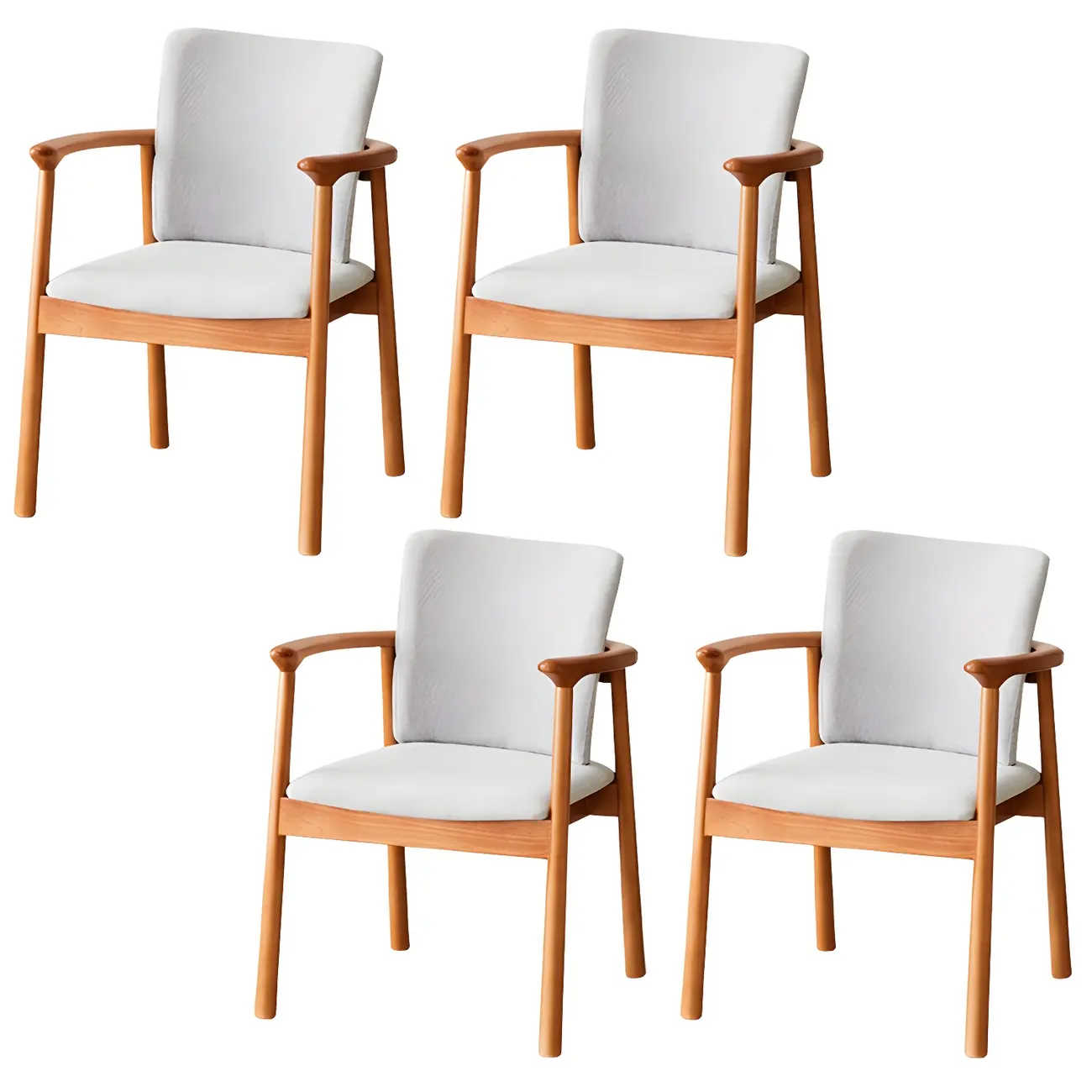 Modern Upholstered Rubberwood Arm Dining Chair Set of 2 Image - 73 | homeyfad