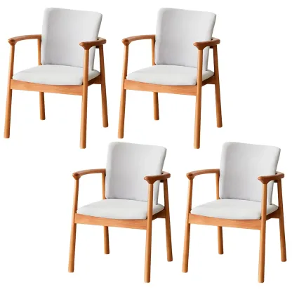 Modern Upholstered Rubberwood Arm Dining Chair Set of 2 Image - 73
