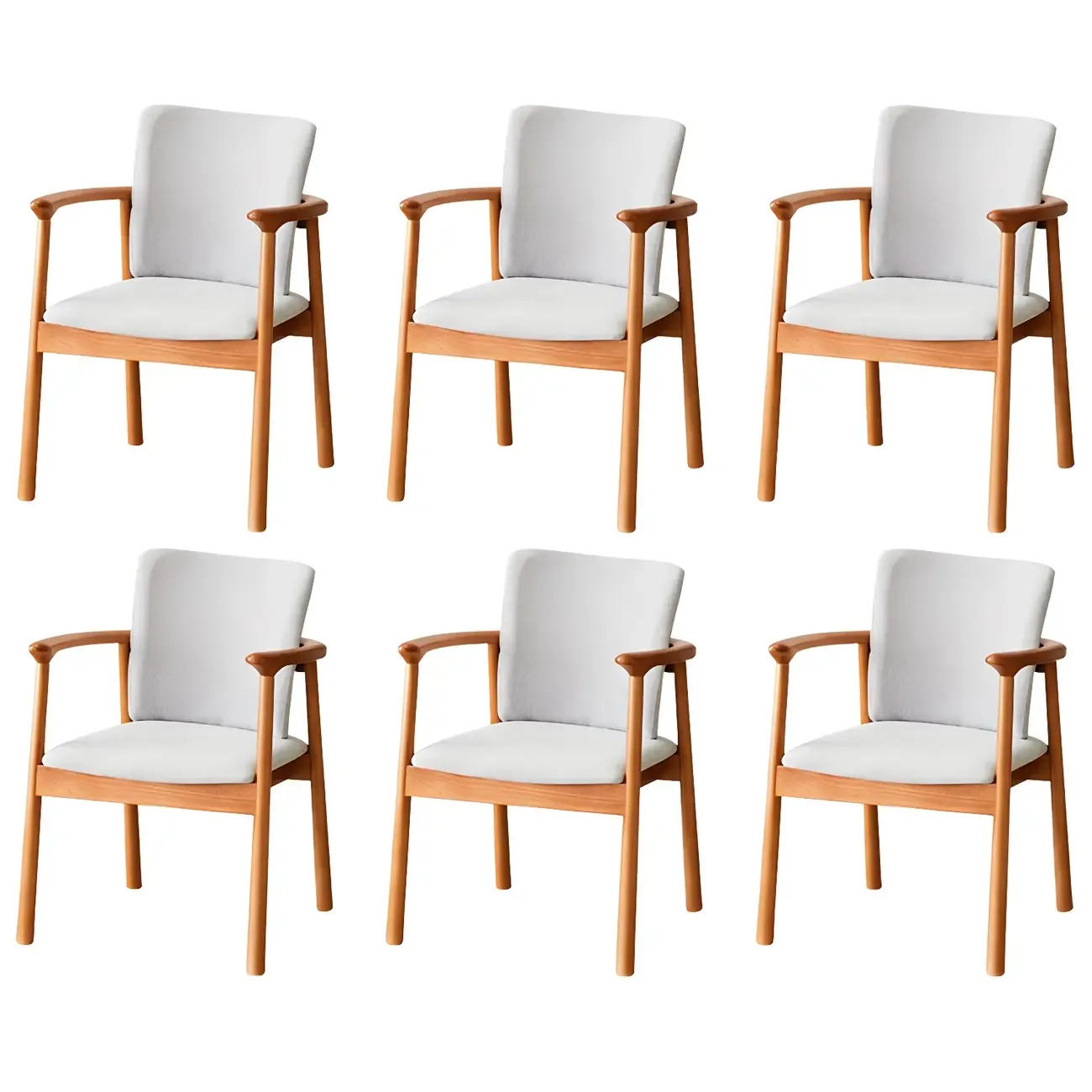 Modern Upholstered Rubberwood Arm Dining Chair Set of 2 Image - 74