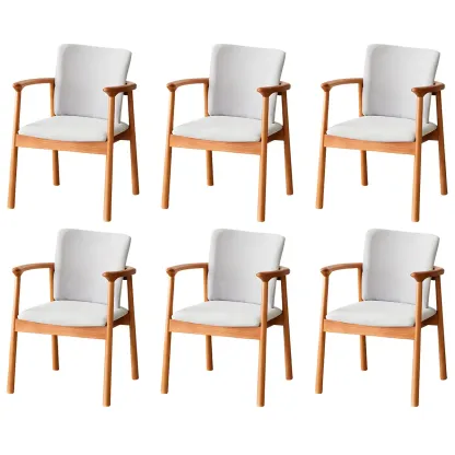 Modern Upholstered Rubberwood Arm Dining Chair Set of 2 Image - 74