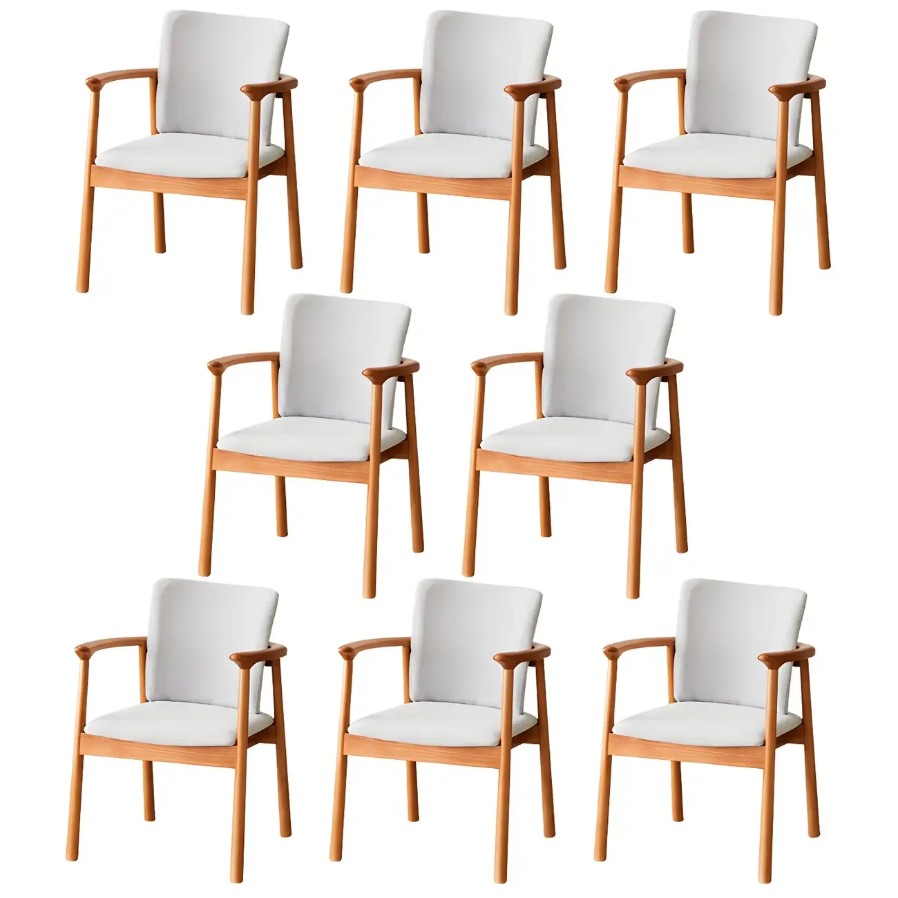 Modern Upholstered Rubberwood Arm Dining Chair Set of 2 Image - 75