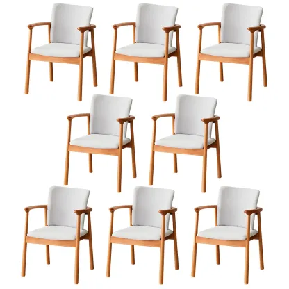 Modern Upholstered Rubberwood Arm Dining Chair Set of 2 Image - 75