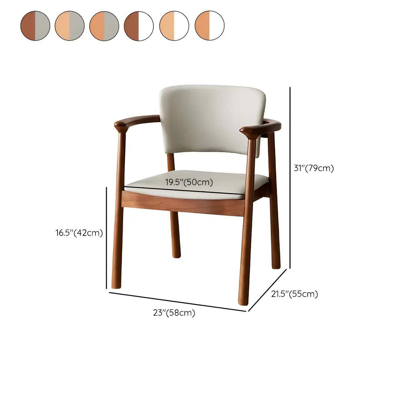 Modern Upholstered Rubberwood Arm Dining Chair Set of 2 #size | homeyfad