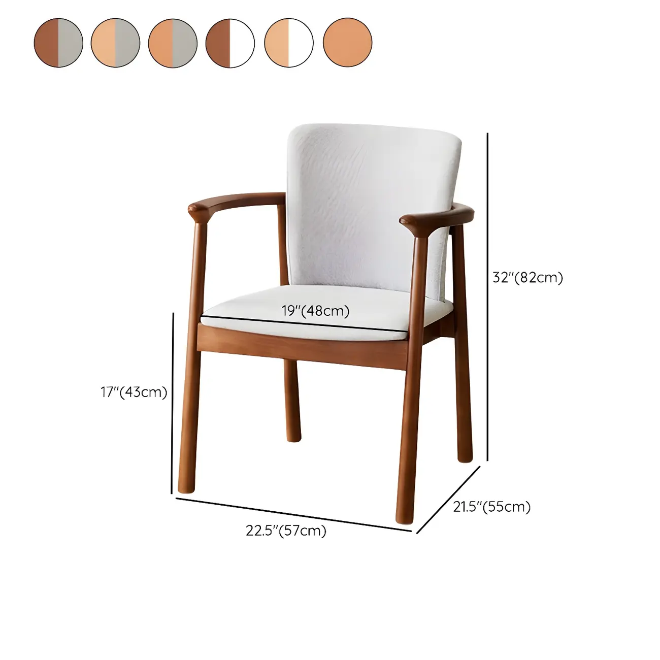 Modern Upholstered Rubberwood Arm Dining Chair Set of 2 Image - 77 | homeyfad