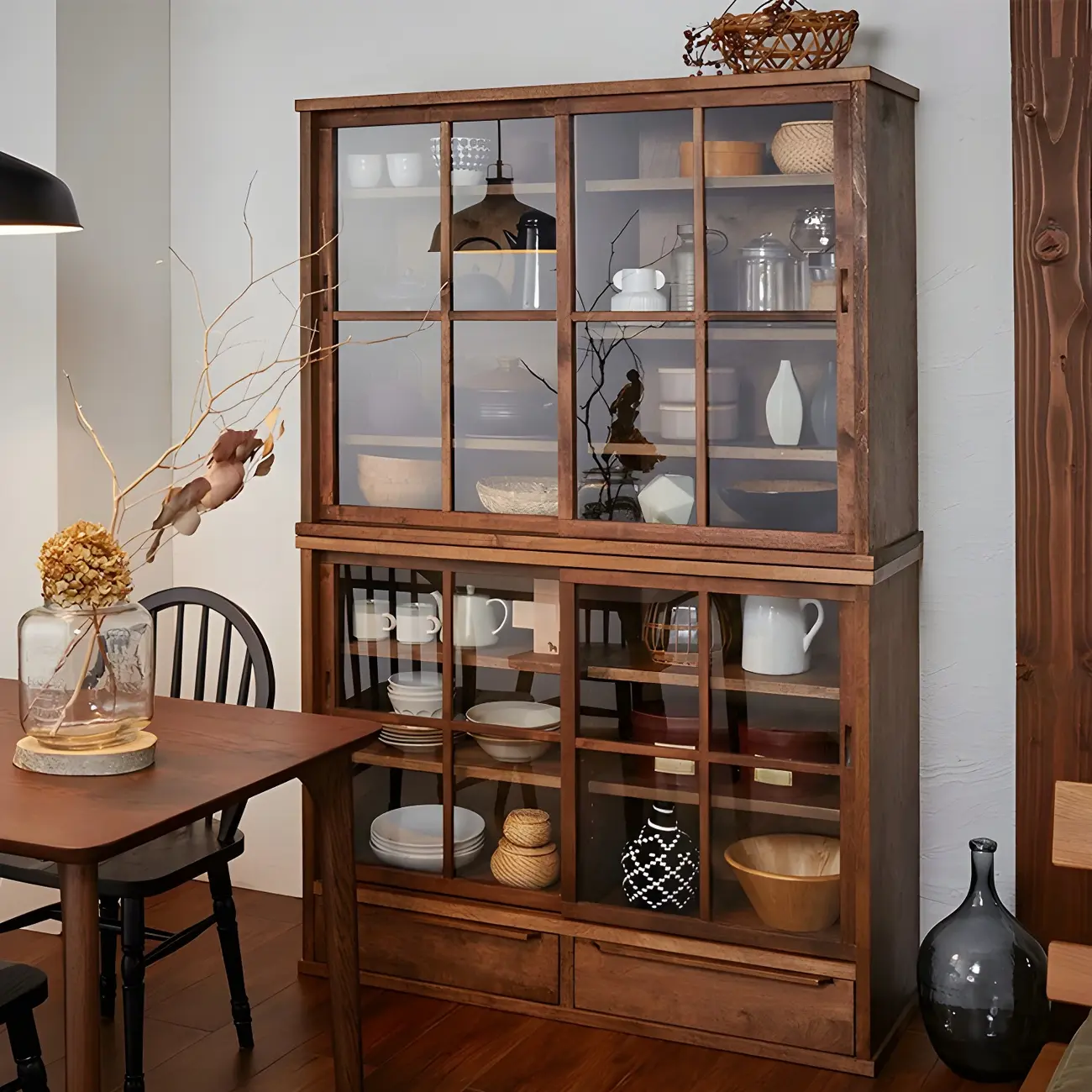Durable Wooden Display Cabinet with Adjustable Shelves for Home Image - 1 | homeyfad