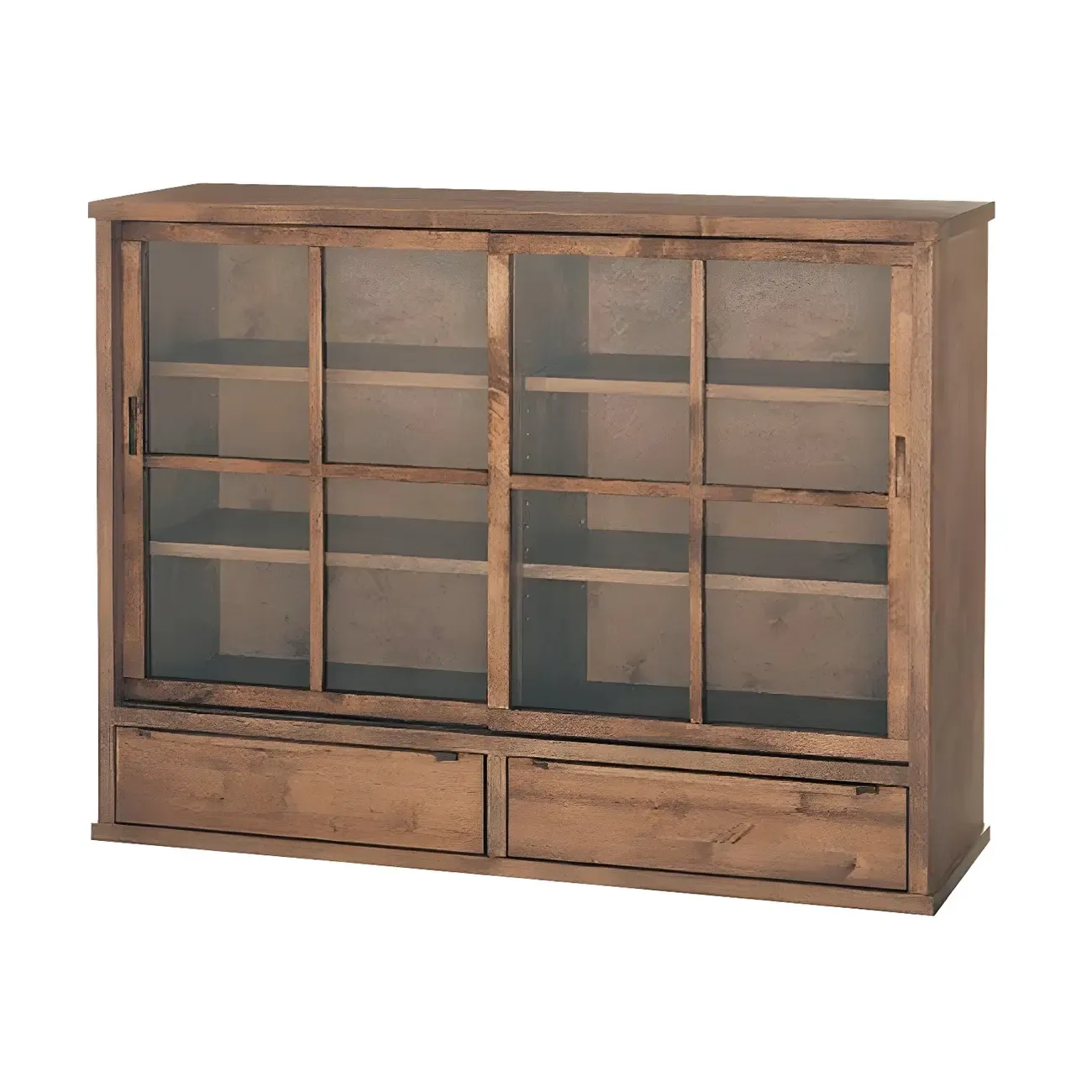 Durable Wooden Display Cabinet with Adjustable Shelves for Home Image - 2