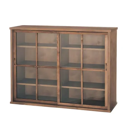 Durable Wooden Display Cabinet with Adjustable Shelves for Home Image - 5
