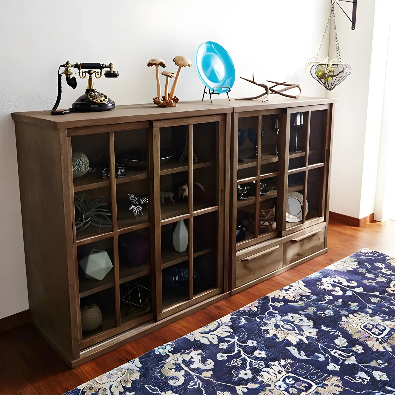 Durable Wooden Display Cabinet with Adjustable Shelves for Home Image - 7