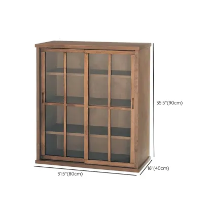 Durable Wooden Display Cabinet with Adjustable Shelves for Home #size
