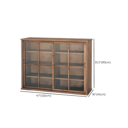 Durable Wooden Display Cabinet with Adjustable Shelves for Home Image - 13