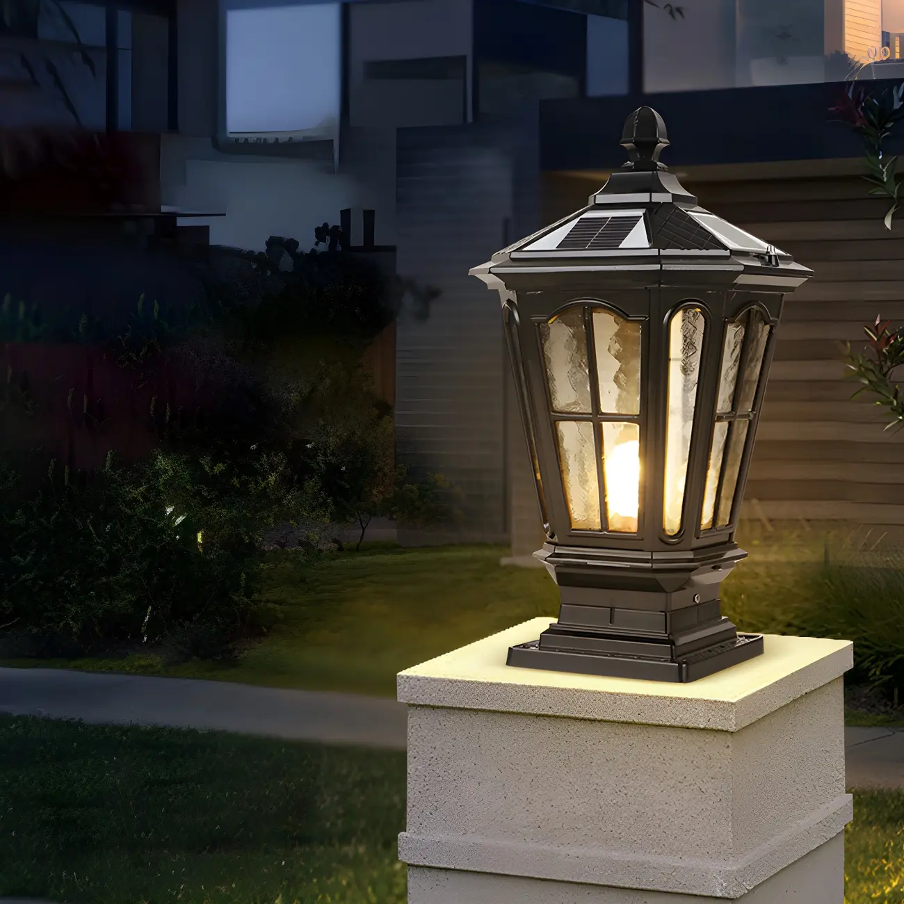 Outdoor Bronze Black/Bronze Metal Solar Post Light Image - 7 | homeyfad