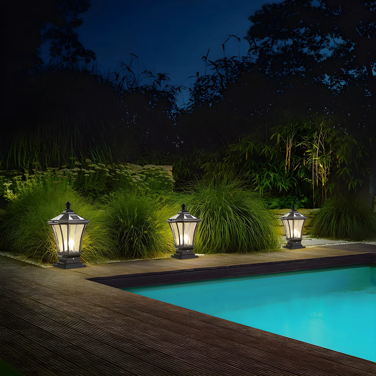 Outdoor Bronze Black/Bronze Metal Solar Post Light Image - 16 | homeyfad