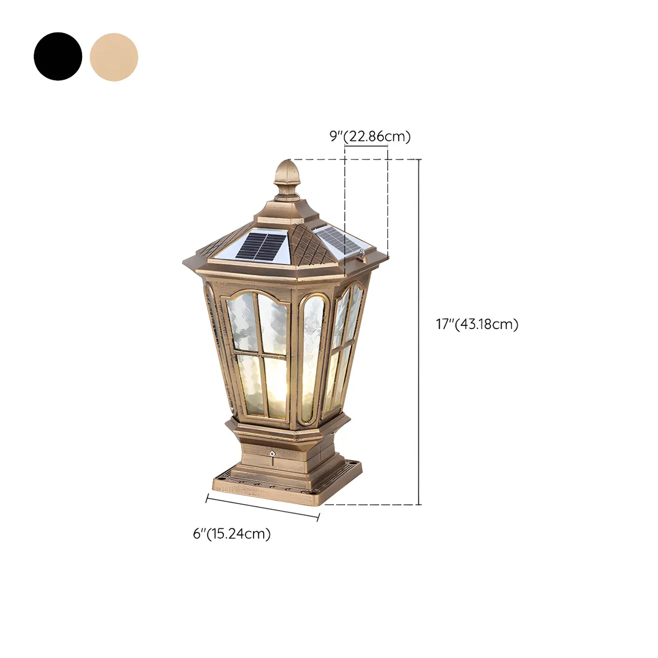 Outdoor Bronze Black/Bronze Metal Solar Post Light #size | homeyfad