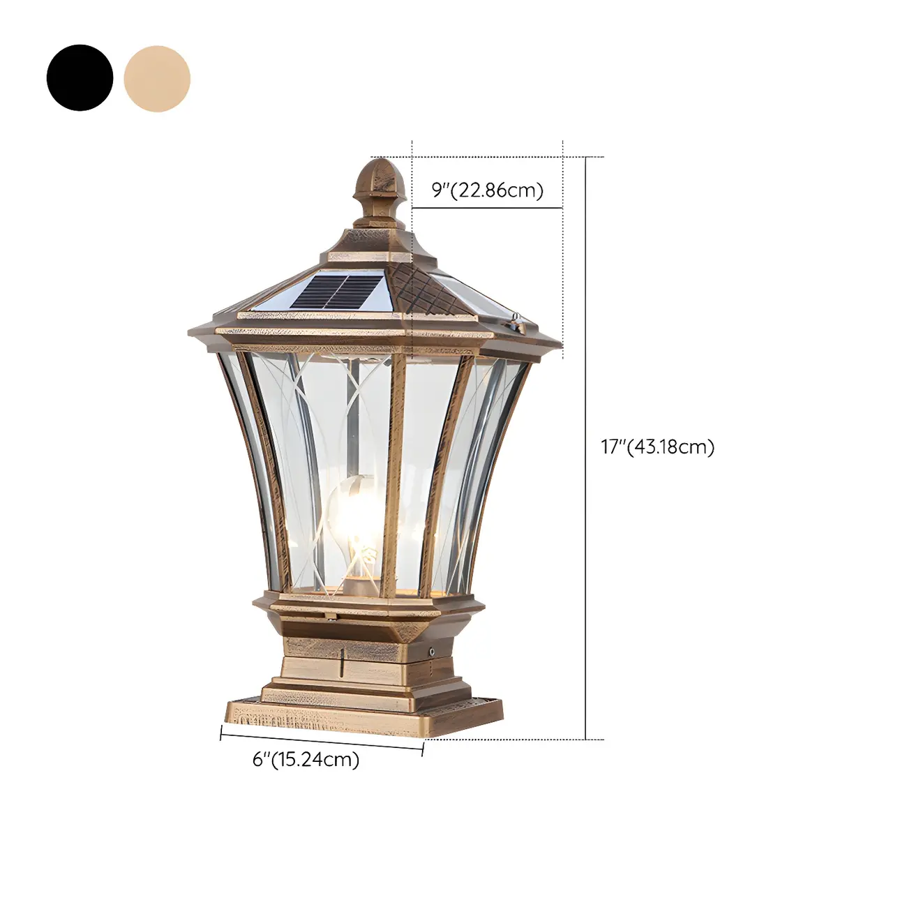 Outdoor Bronze Black/Bronze Metal Solar Post Light Image - 20 | homeyfad
