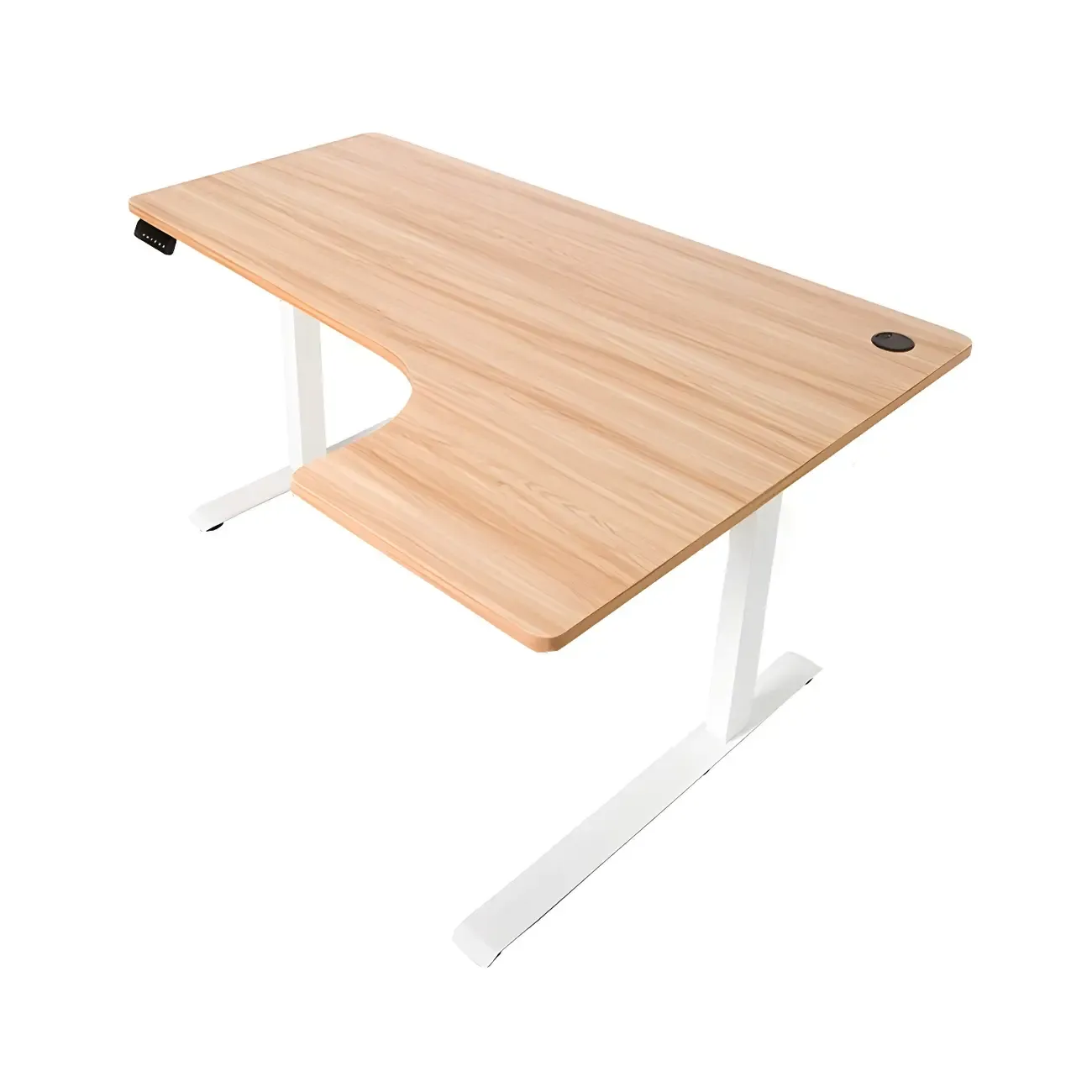 Contemporary White Wooden L-Shaped Adjustable Standing Desk Image - 4