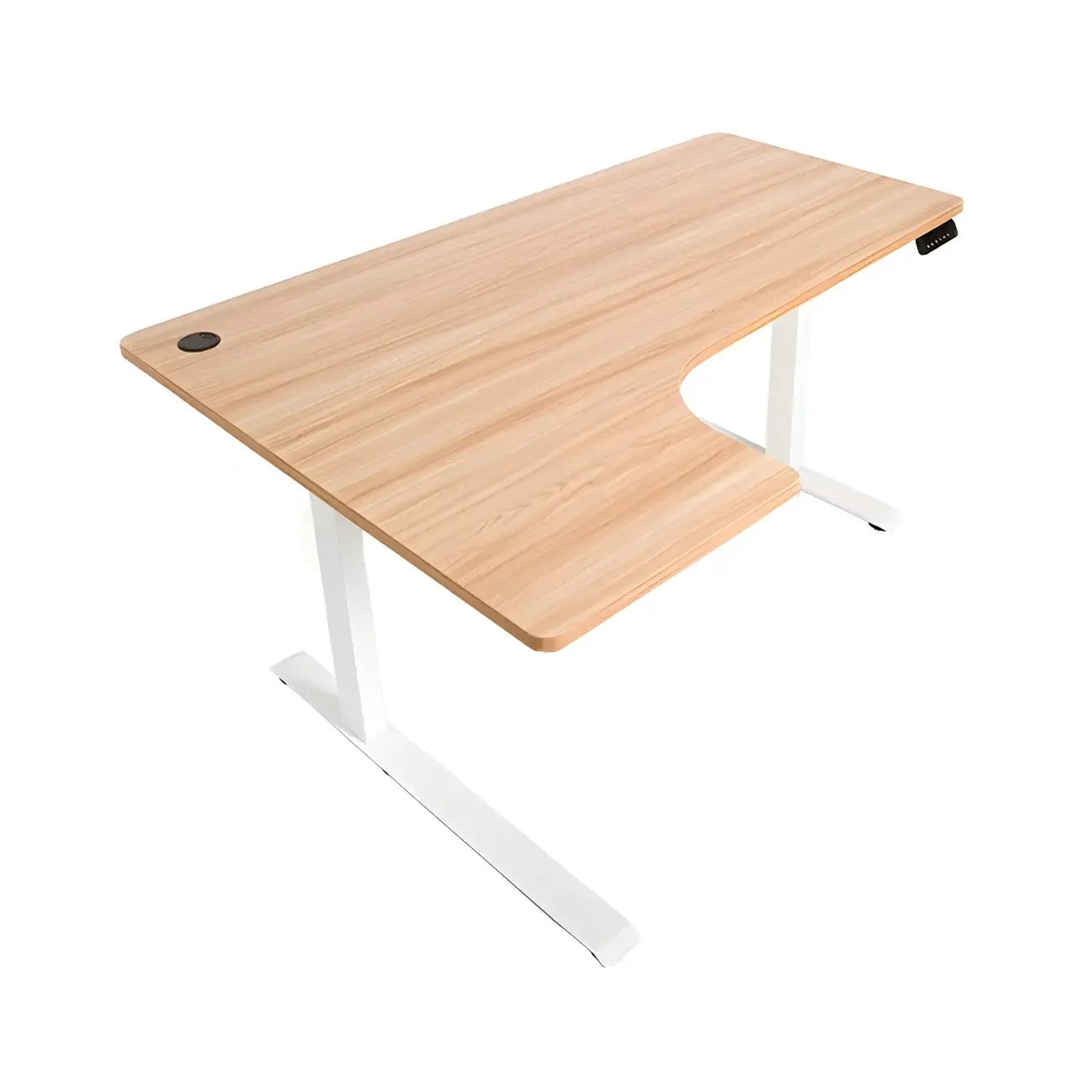 Contemporary White Wooden L-Shaped Adjustable Standing Desk Image - 5