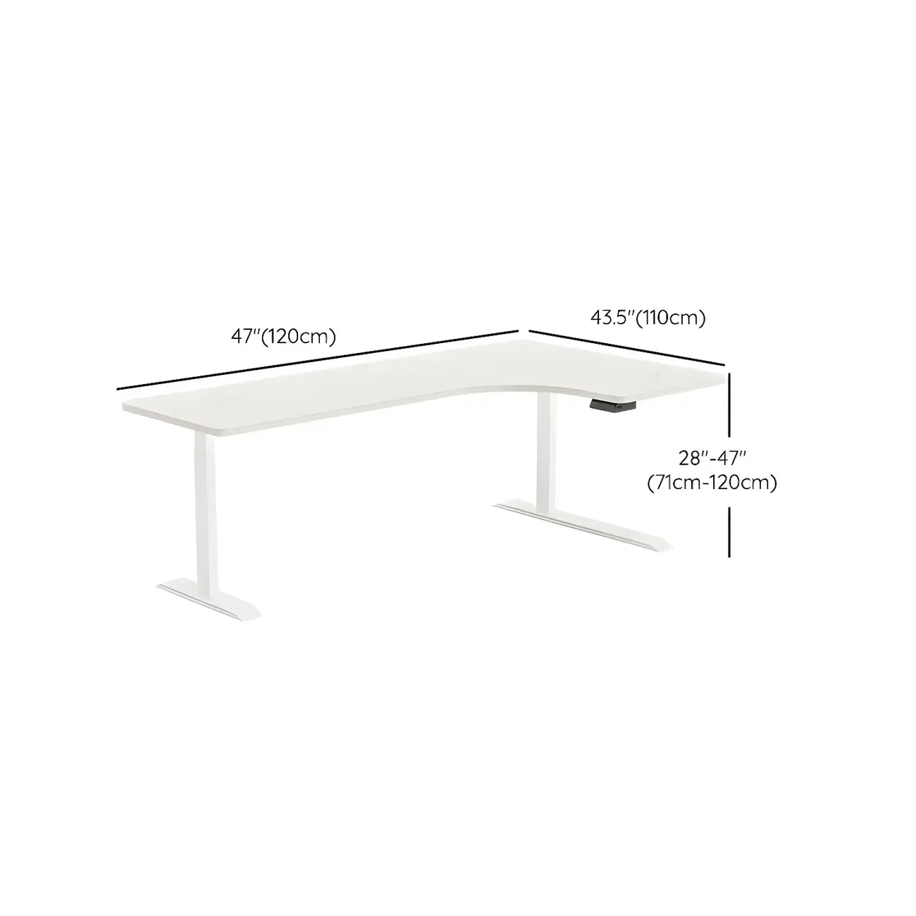 Contemporary White Wooden L-Shaped Adjustable Standing Desk Image - 13