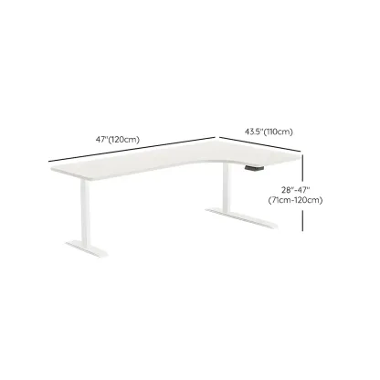 Contemporary White Wooden L-Shaped Adjustable Standing Desk Image - 13