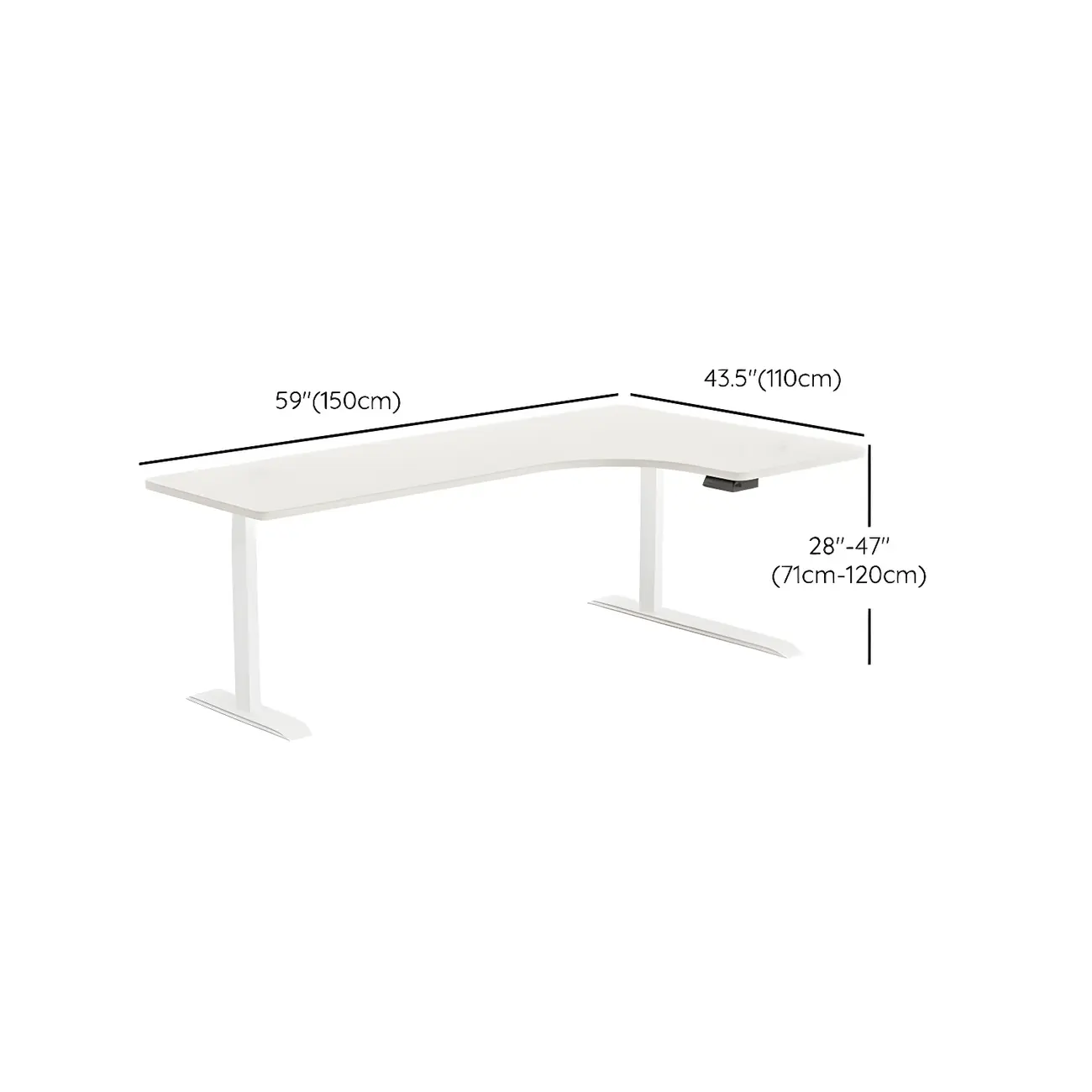 Contemporary White Wooden L-Shaped Adjustable Standing Desk Image - 14 | homeyfad