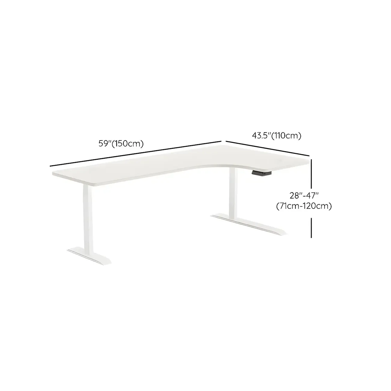 Contemporary White Wooden L-Shaped Adjustable Standing Desk Image - 14