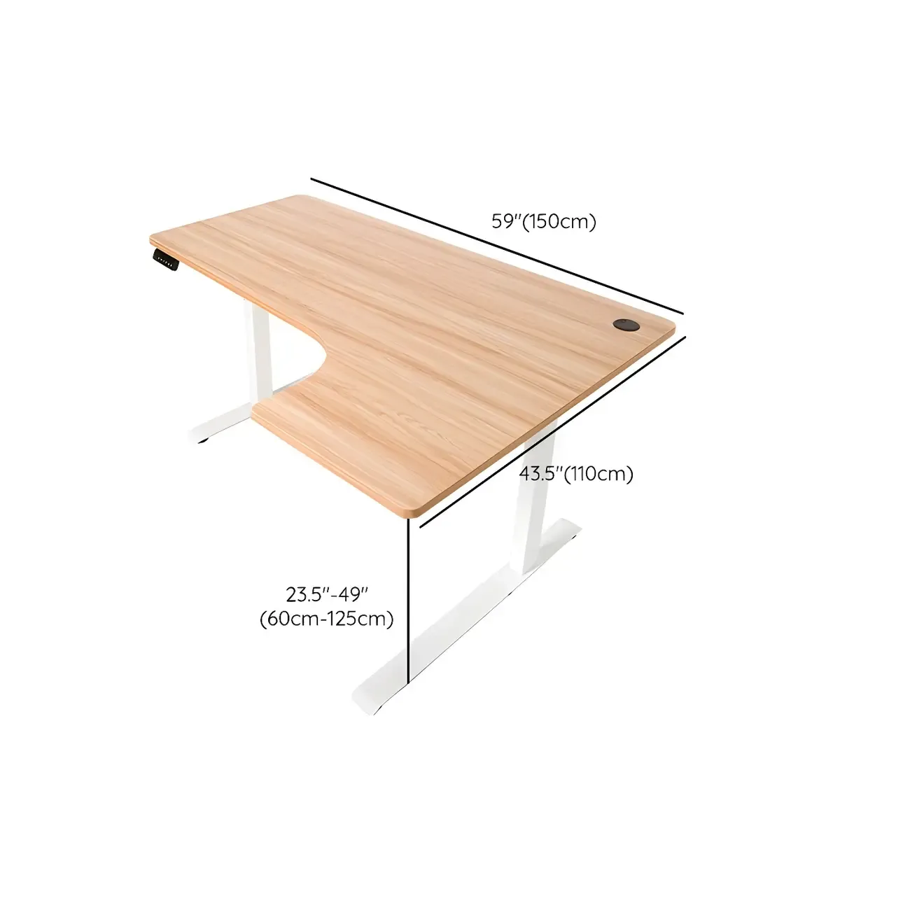 Contemporary White Wooden L-Shaped Adjustable Standing Desk Image - 15