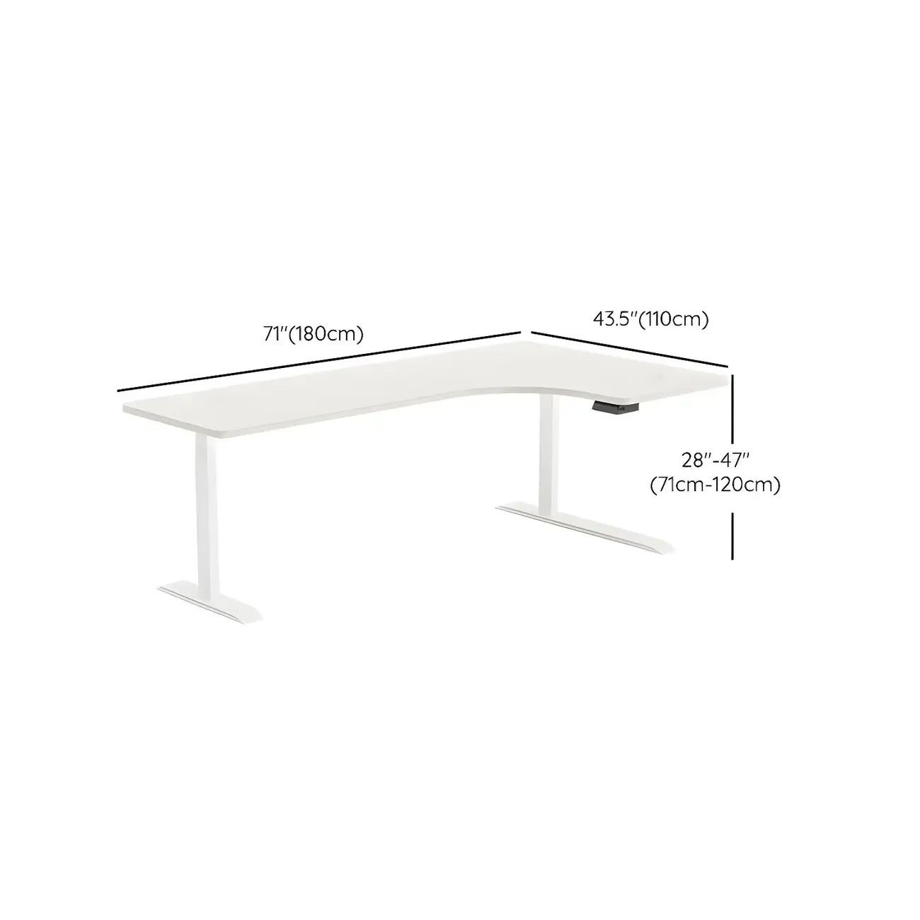 Contemporary White Wooden L-Shaped Adjustable Standing Desk Image - 17