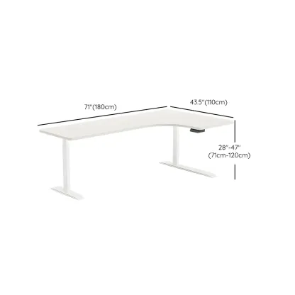 Contemporary White Wooden L-Shaped Adjustable Standing Desk Image - 17