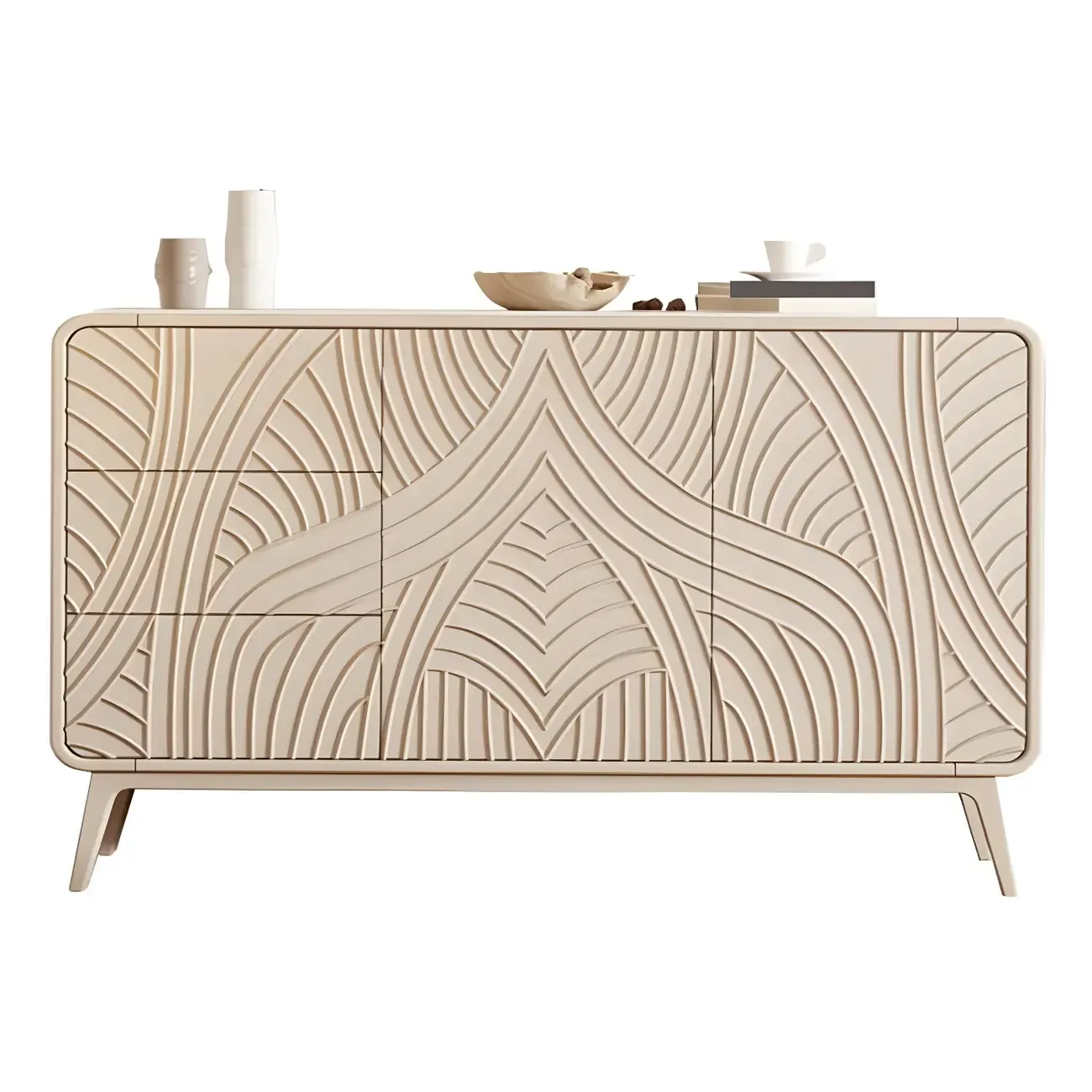 Glam Off-White Wooden Combo Dresser with Drawers for Bedroom Image - 7