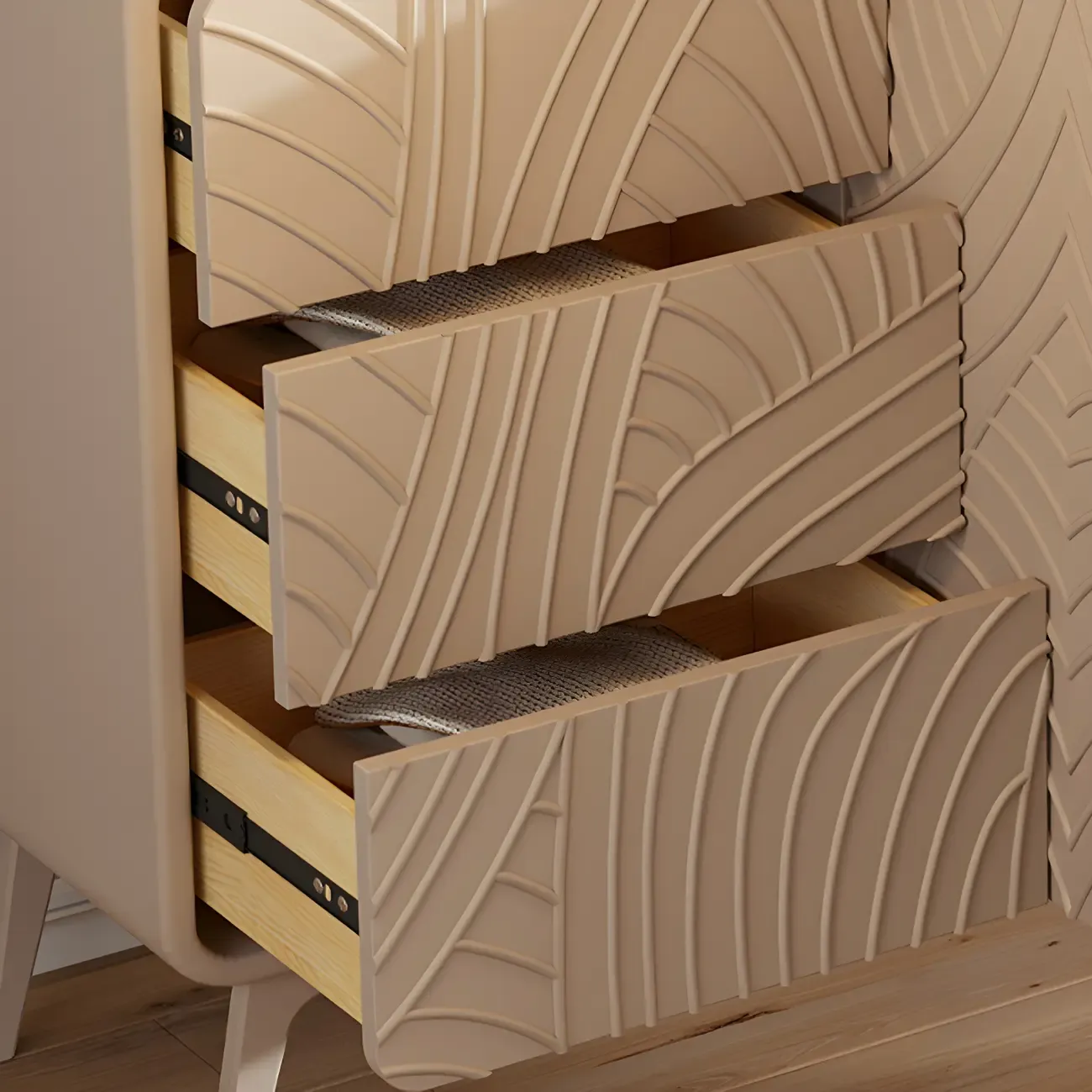 Glam Off-White Wooden Combo Dresser with Drawers for Bedroom Image - 9