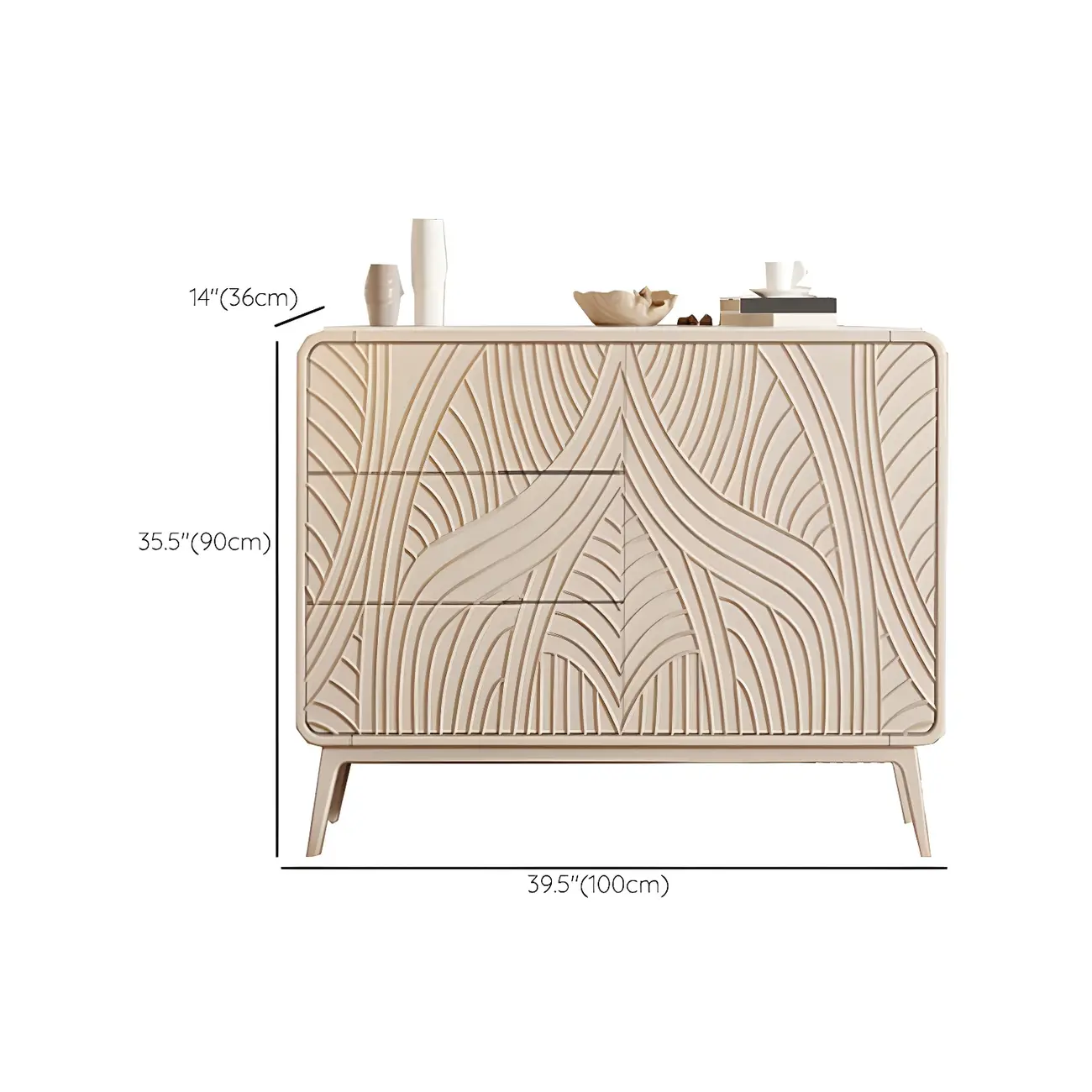 Glam Off-White Wooden Combo Dresser with Drawers #size