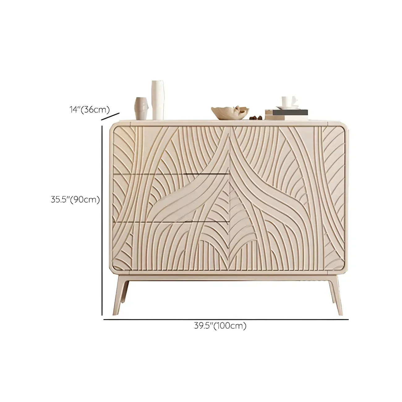 Glam Off-White Wooden Combo Dresser with Drawers for Bedroom #size