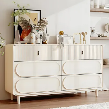 Classic White Wooden Chest with Metal Handles & Drawers Image - 1