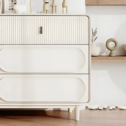 Classic White Wooden Chest with Metal Handles & Drawers Image - 5