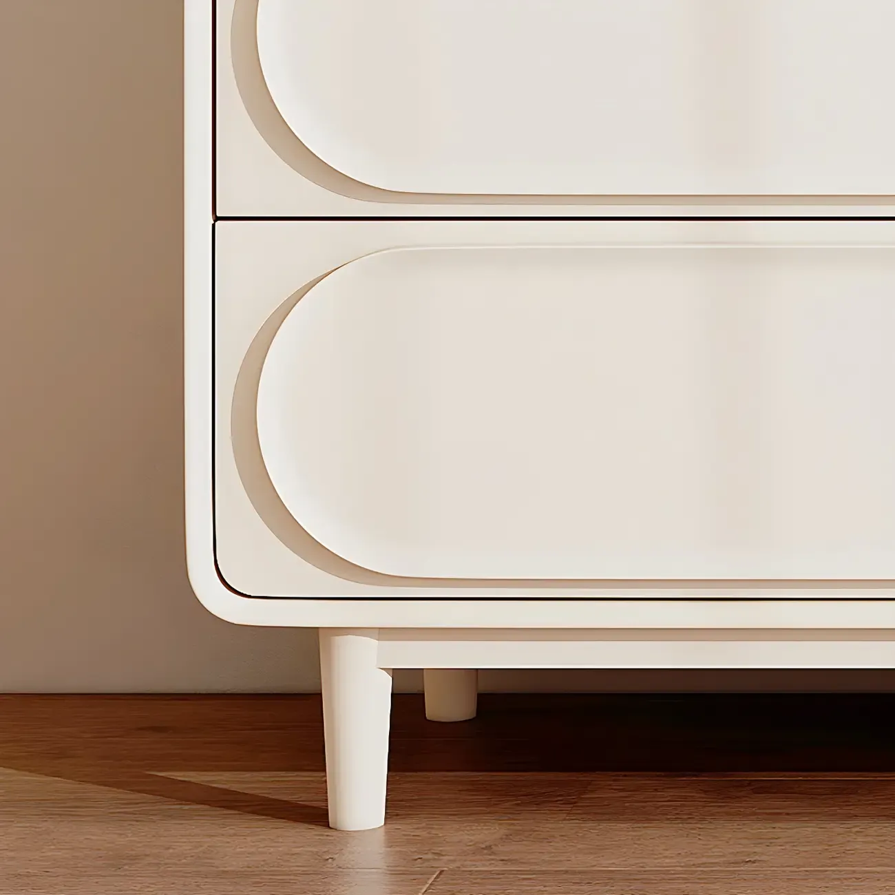 Classic White Wooden Chest with Metal Handles & Drawers Image - 7