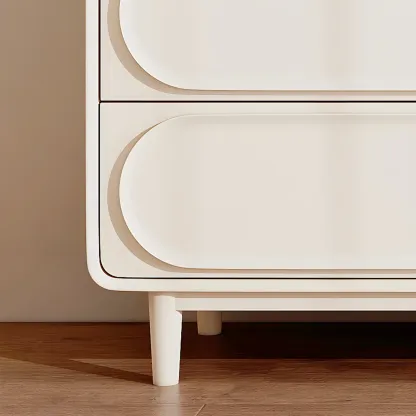 Classic White Wooden Chest with Metal Handles & Drawers Image - 7