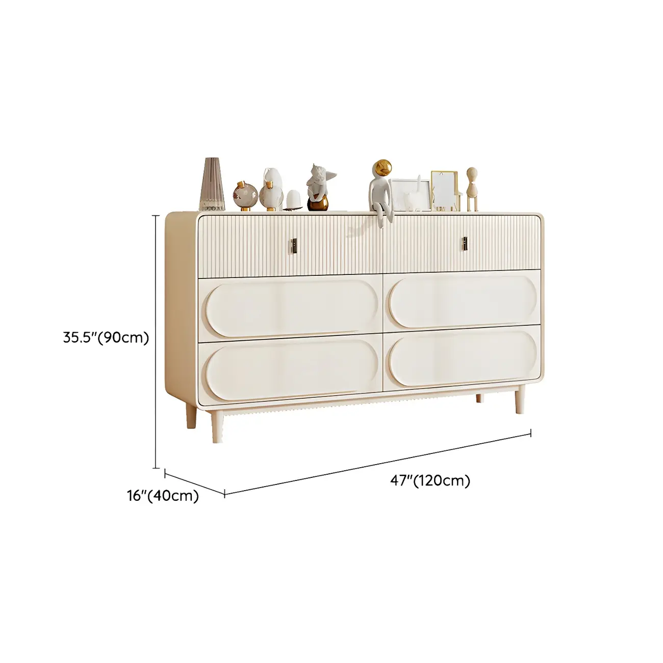 Classic White Wooden Chest with Metal Handles & Drawers #size | homeyfad